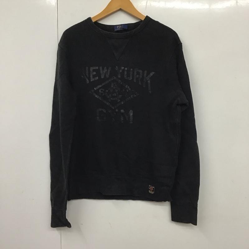 ポロラルフローレン POLO RALPH LAUREN トレーナー 長袖 長袖トレーナー スウェット クルーネック プルオーバー M ロゴ、文字 黒 / ブラック / メンズ USED 古着 中古 10130685