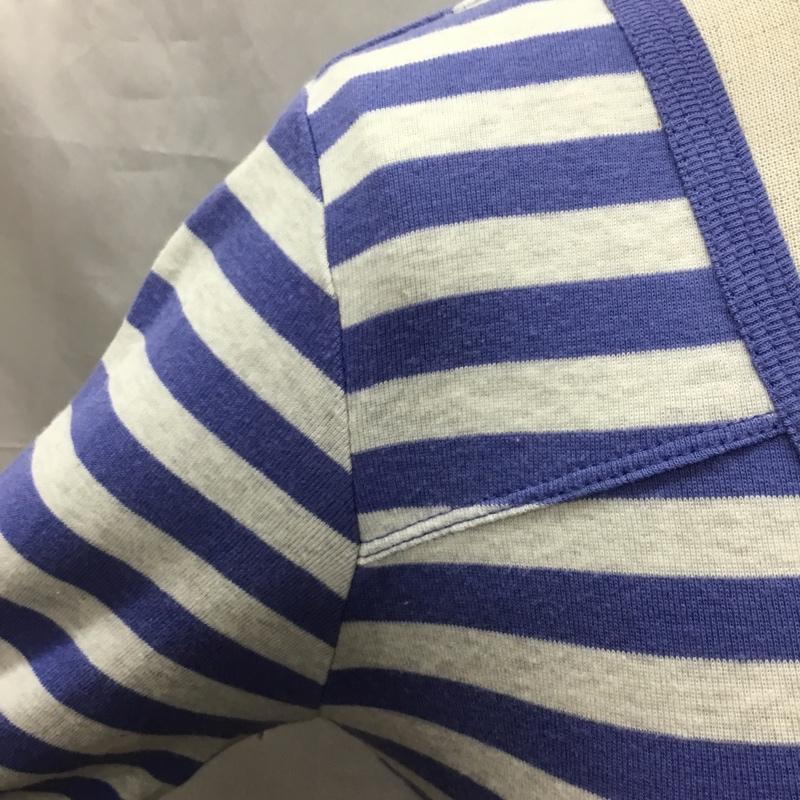カルバン・クライン Calvin Klein カットソー 半袖 半袖カットソー プリントTシャツ Vネックカットソー ボーダー S ボーダー柄 灰 / グレー / X 水色 / ライトブルー / レディース USED 古着 中古 10118069
