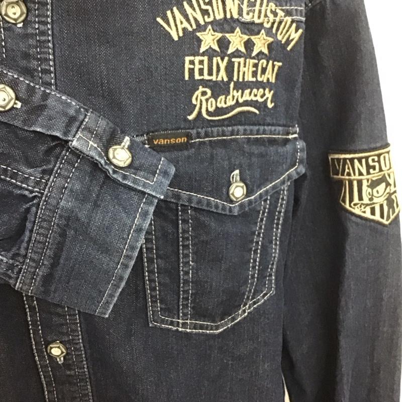 ヴァンソン VANSON シャツ、ブラウス 長袖 長袖シャツ カラーシャツ ポケットシャツ 長袖カットソー 古着 ヴィンテージ XXL ロゴ、文字 インディゴ / インディゴ / メンズ USED 古着 中古 10106784