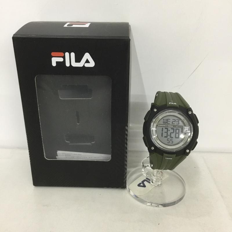 フィラ FILA 腕時計 デジタル 38-132 箱有 ロゴ、文字 カーキ / カーキ / メンズ USED 古着 中古 10134943