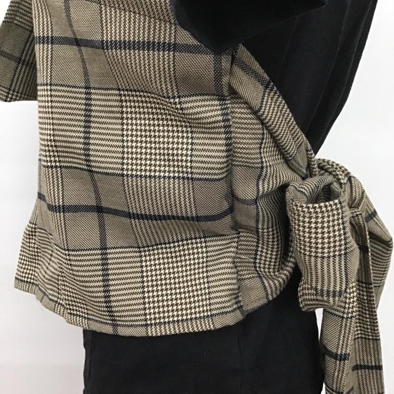 ムルーア MURUA Tシャツ 半袖 011922702101-01 バイカラードッキングTシャツ タグ付き FREE チェック 黒 / ブラック / レディース USED 古着 中古 10107165