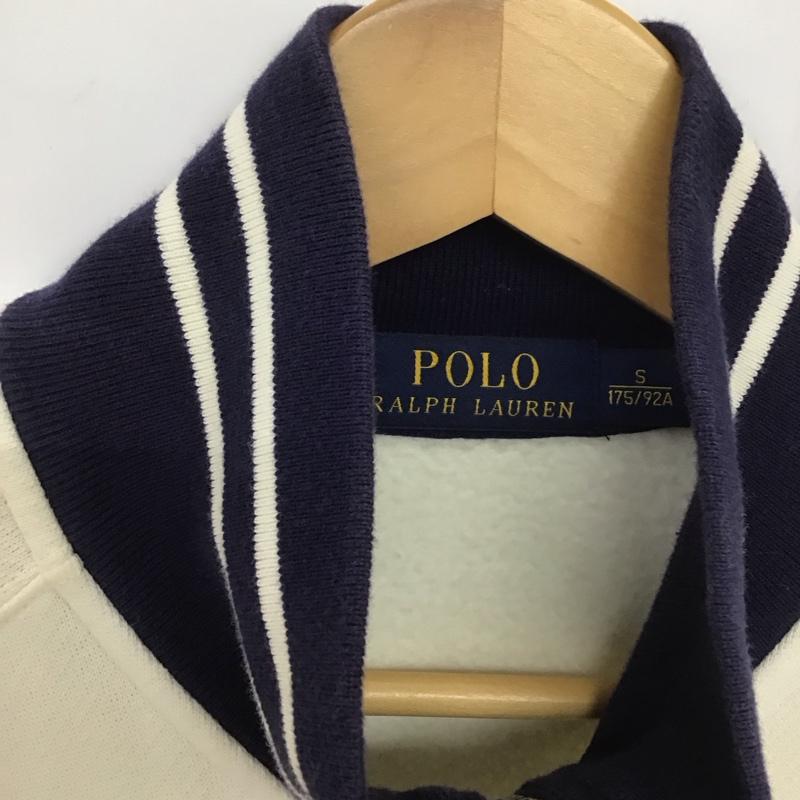 ポロラルフローレン POLO RALPH LAUREN トレーナー 長袖 ジップ ジャケット S ロゴ、文字 白 / ホワイト / X 紺 / ネイビー / メンズ USED 古着 中古 10134513