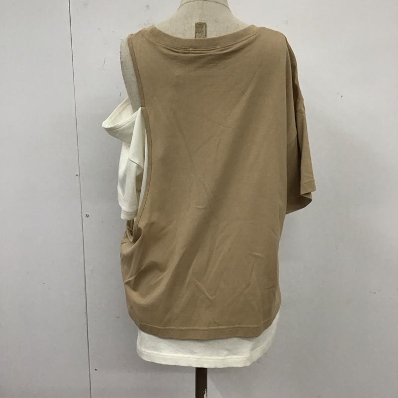 ジーナシス JEANASIS カットソー 半袖 JS063219SB レイヤード風 FREE 無地 白 / ホワイト / X ベージュ / ベージュ / レディース USED 古着 中古 10119382