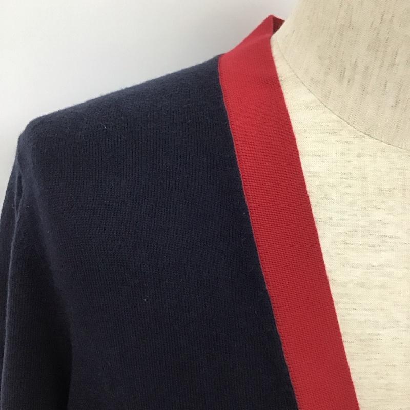 ブルックスブラザーズ BROOKS BROTHERS カーディガン 長袖 Vネック カシミヤ混 M 無地 紺 / ネイビー / X 赤 / レッド / メンズ USED 古着 中古 10111243