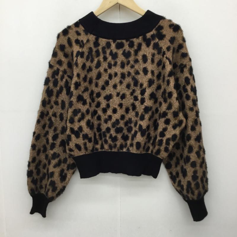 アズールバイマウジー AZUL BY MOUSSY ニット、セーター 長袖 M ヒョウ柄・レオパード柄 黒 / ブラック / X 茶 / ブラウン / レディース USED 古着 中古 10139617