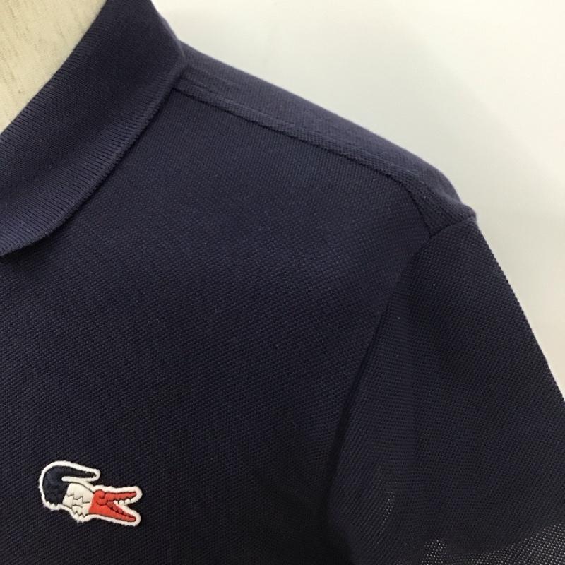 ラコステ LACOSTE ポロシャツ 半袖 半袖ポロシャツ カラーシャツ 半袖カットソー 4 ボーダー柄 X ロゴ、文字 白 / ホワイト / X 赤 / レッド / X 紺 / ネイビー /  メンズ USED 古着 中古 10111479