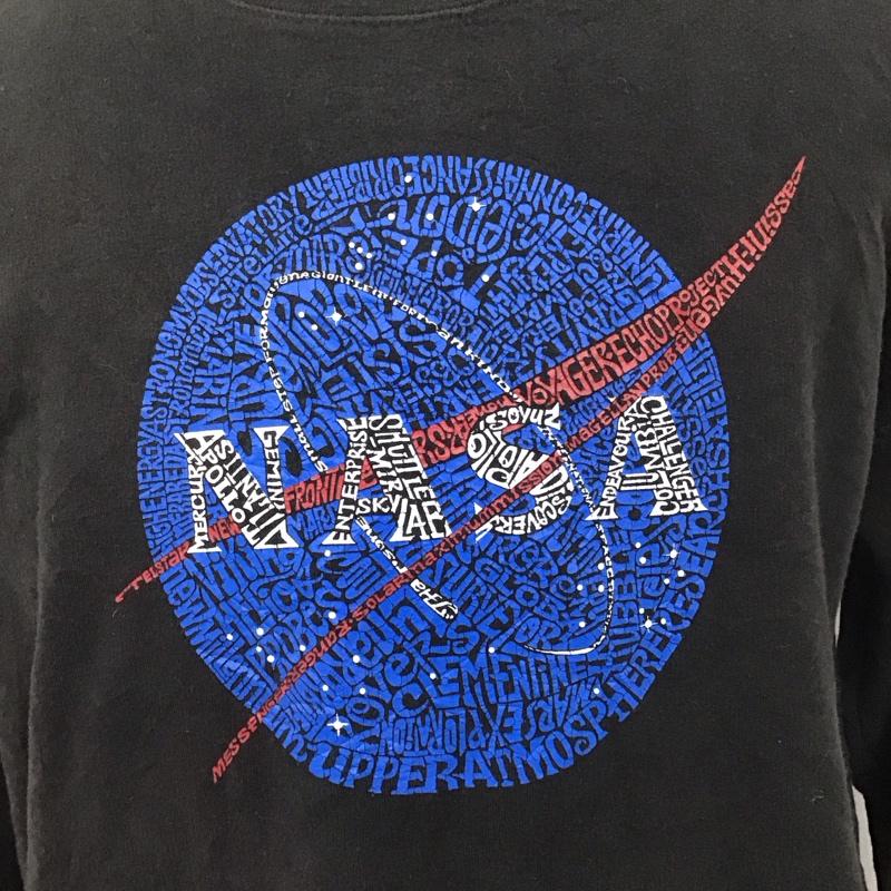 古着 USED トレーナー 長袖 NASA 薄手スウェット ロゴ、文字 黒 / ブラック /  メンズ USED 古着 中古 10116826