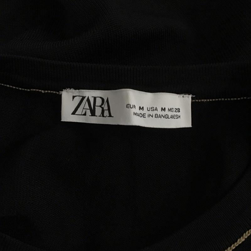 ザラ ZARA カーディガン 長袖 長袖ニットカーディガン リブニットカーディガン 前ボタン M 無地 黒 / ブラック / レディース USED 古着 中古 10123857