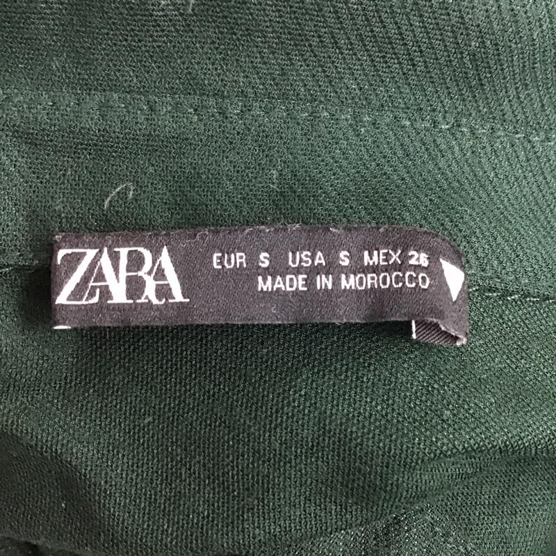 ザラ ZARA カットソー 長袖 長袖カットソー ショート丈 ノーカラーシャツ S 無地 緑 / グリーン /  レディース USED 古着 中古 10109216