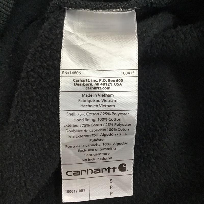 カーハート Carhartt パーカー 長袖 長袖プルオーバーパーカー 長袖スウェット トレーナー S ロゴ、文字 黒 / ブラック /  メンズ USED 古着 中古 10116528