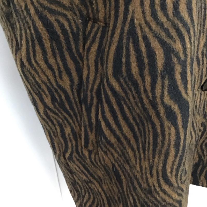 スライ SLY コート コート一般 030EAR30-6410 SOUTIEN COLLAR COAT FREE アニマル柄 茶 / ブラウン / X 黒 / ブラック / レディース USED 古着 中古 10119633