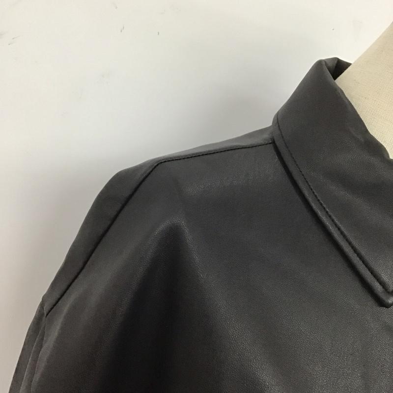 アズールバイマウジー AZUL BY MOUSSY シャツ、ブラウス 長袖 250EAY30-365g WAIST TUCK FAUX LEATHER SHIRT ウエストタックフェイクレザーシャツ M 無地 黒 / ブラック / レディース USED 古着 中古 10106641