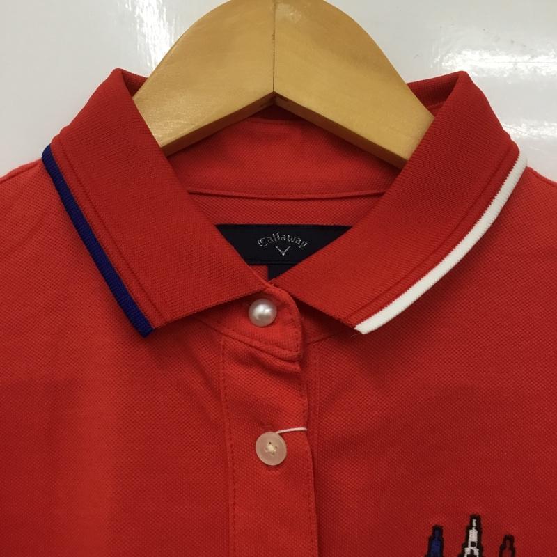 キャロウェイ CALLAWAY ポロシャツ 半袖 241-8251800 ゴルフウェア ストレッチ タグ付き M ロゴ、文字 赤 / レッド / レディース USED 古着 中古 10135699