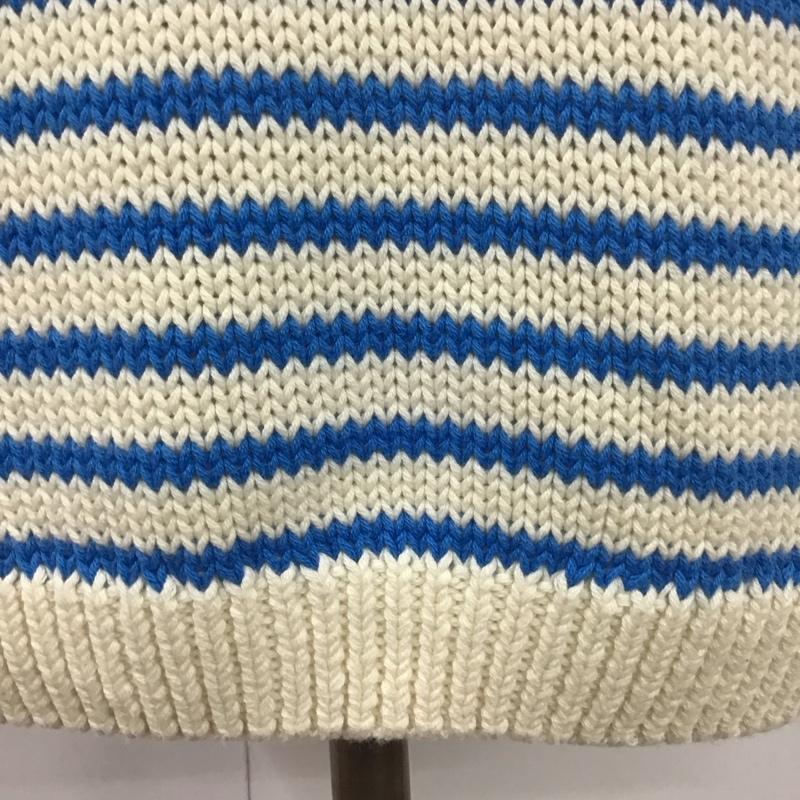 ザラ ZARA ニット、セーター 長袖 長袖ニットカットソー ニット セーター クルーネックニット S ボーダー柄 白 / ホワイト / X 青 / ブルー /  レディース USED 古着 中古 10110451