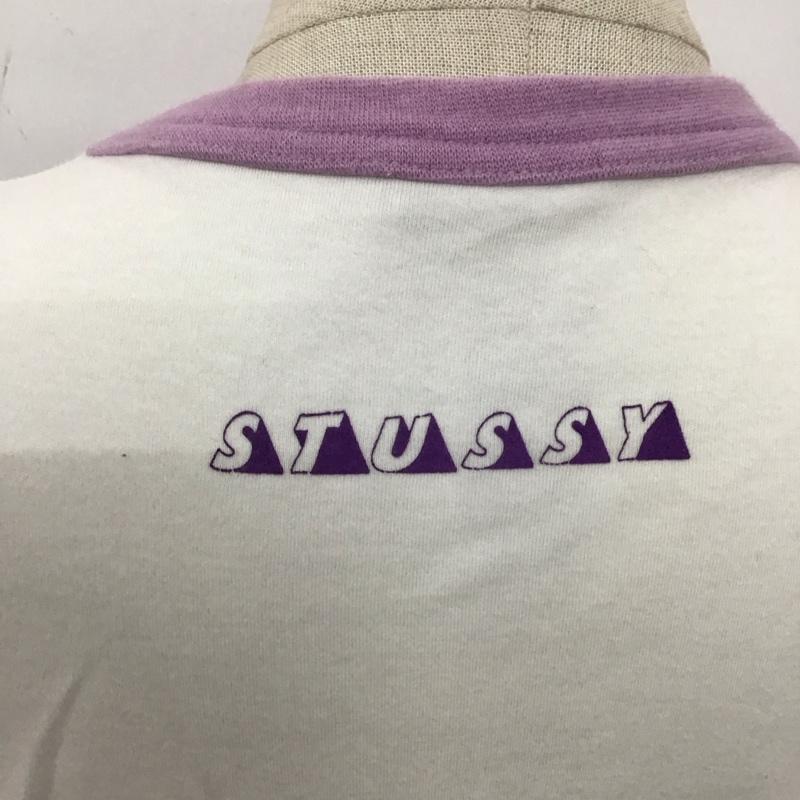 ステューシー STUSSY Tシャツ 半袖 クルーネック M ロゴ、文字 白 / ホワイト / X 紫 / パープル / レディース USED 古着 中古 10109474