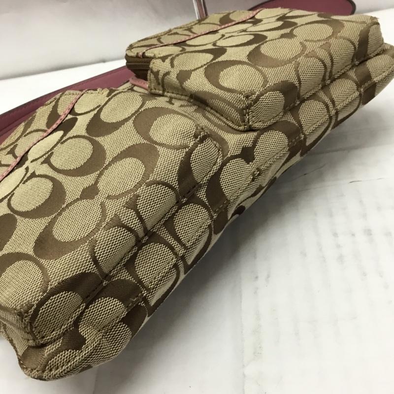 コーチ COACH ショルダーバッグ ショルダーバッグ シグネチャー ロゴ、文字 ベージュ / ベージュ / X 桃 / ピンク / レディース USED 古着 中古 10107602