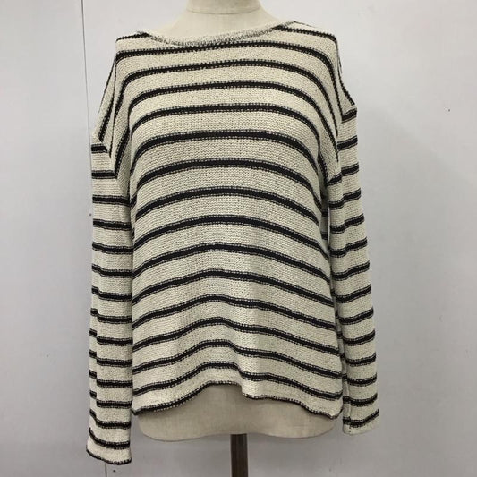 ザラ ZARA ニット、セーター 長袖 1165 118 104 サマーニット S ボーダー柄 黒 / ブラック / X アイボリー / アイボリー /  レディース USED 古着 中古 10113499