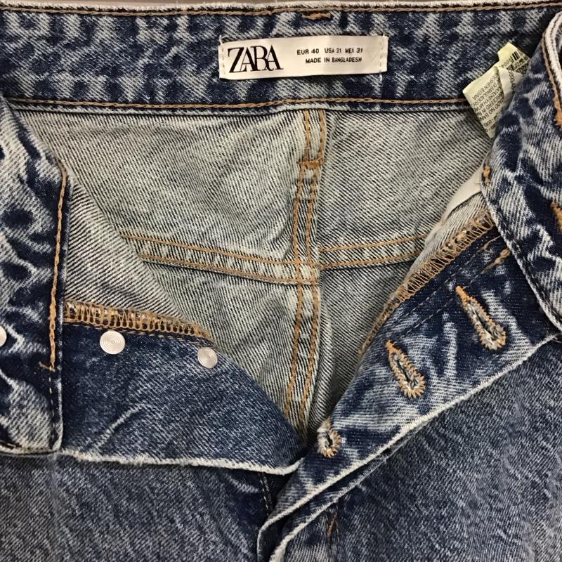 ザラ ZARA パンツ デニム、ジーンズ デニムパンツ ワイドパンツ カジュアルパンツ 40 ダメージ加工 インディゴ / インディゴ / メンズ USED 古着 中古 10132704