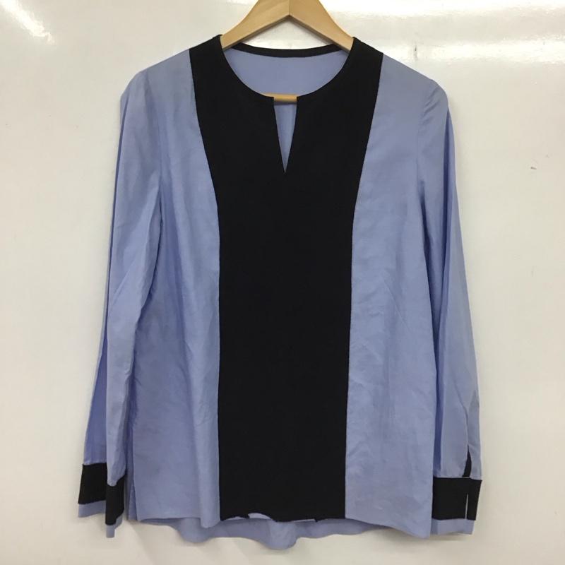 ランバン LANVIN カットソー 長袖 38 無地 黒 / ブラック / X 水色 / ライトブルー / レディース USED 古着 中古 10133308