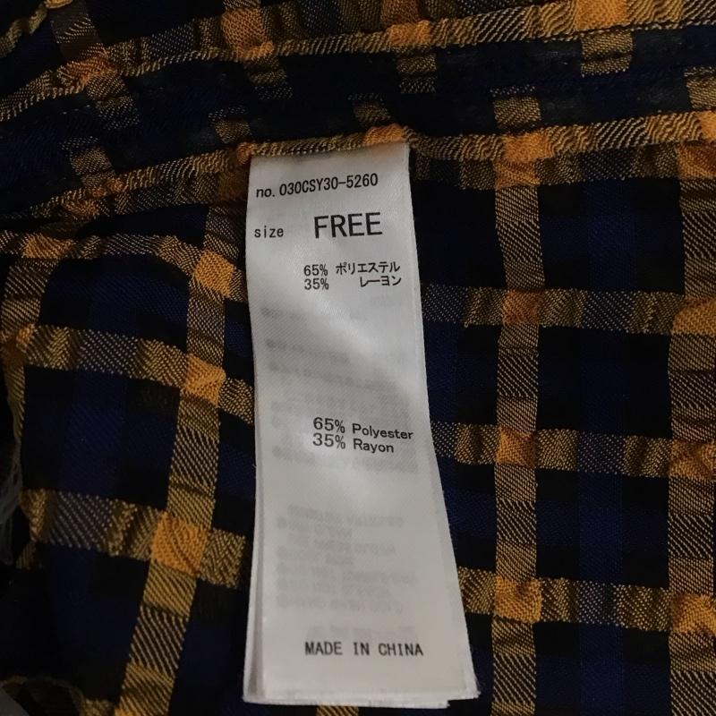 スライ SLY シャツ、ブラウス 半袖 030CSY30-5260 SHEER CHECK SH 開襟シャツ シアー FREE チェック 紺 / ネイビー / X 橙 / オレンジ / X 黒 / ブラック / レディース USED 古着 中古 10107938