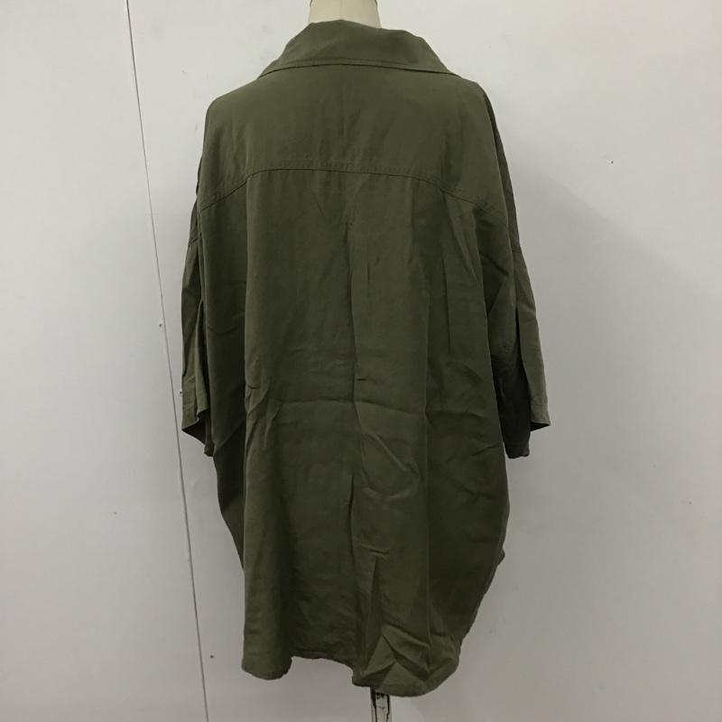 ジーナシス JEANASIS シャツ、ブラウス 半袖 JS063125MC ミリタリーシャツ 開襟シャツ オープンカラー FREE 無地 カーキ / カーキ / レディース USED 古着 中古 10114231