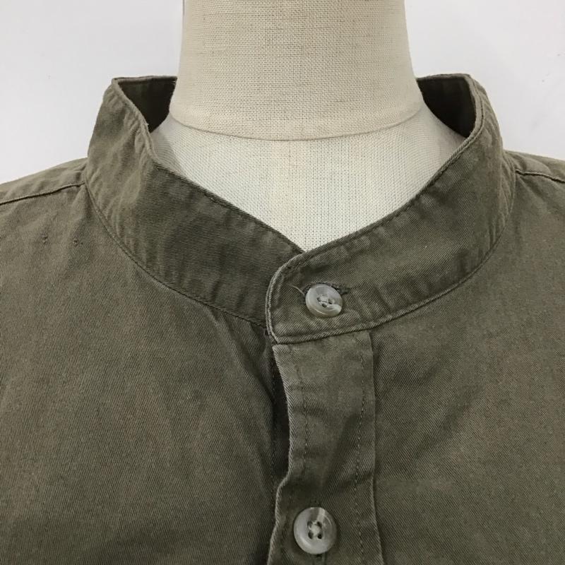 古着 USED シャツ、ブラウス 半袖 フリル バンドカラー リメイクシャツ 無地 カーキ / カーキ / レディース USED 古着 中古 10122655