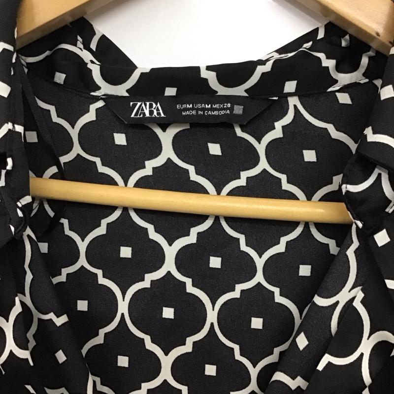 ザラ ZARA シャツ、ブラウス 長袖 長袖シャツ 総柄シャツ カラーシャツ M プリント 黒 / ブラック / X 白 / ホワイト / レディース USED 古着 中古 10136096