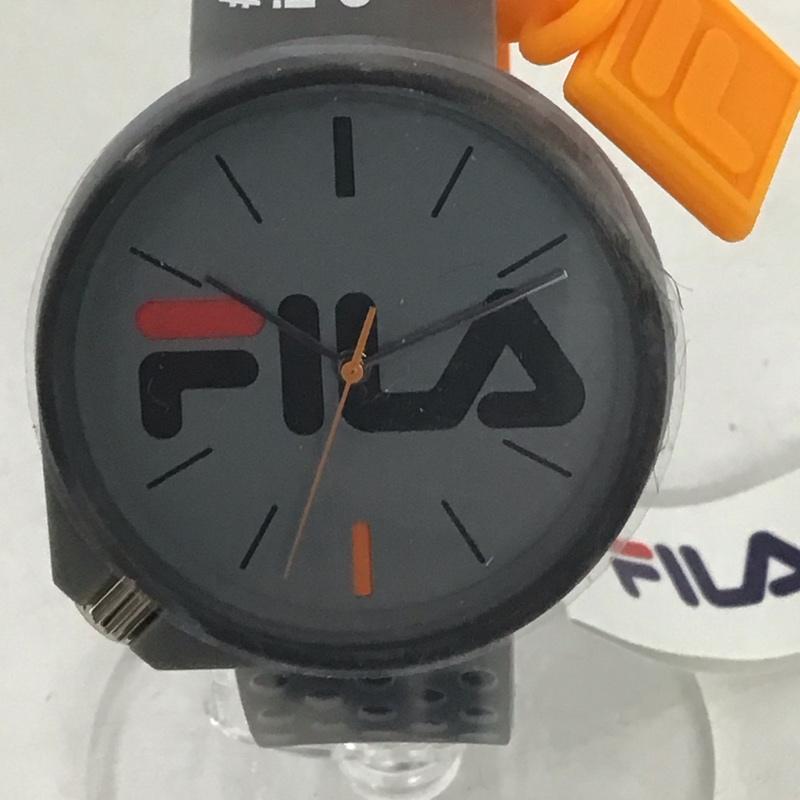 フィラ FILA 腕時計 アナログ(クォーツ式) 38-199 シリコンベルト 箱有 ロゴ、文字 灰 / グレー / レディース USED 古着 中古 10134458