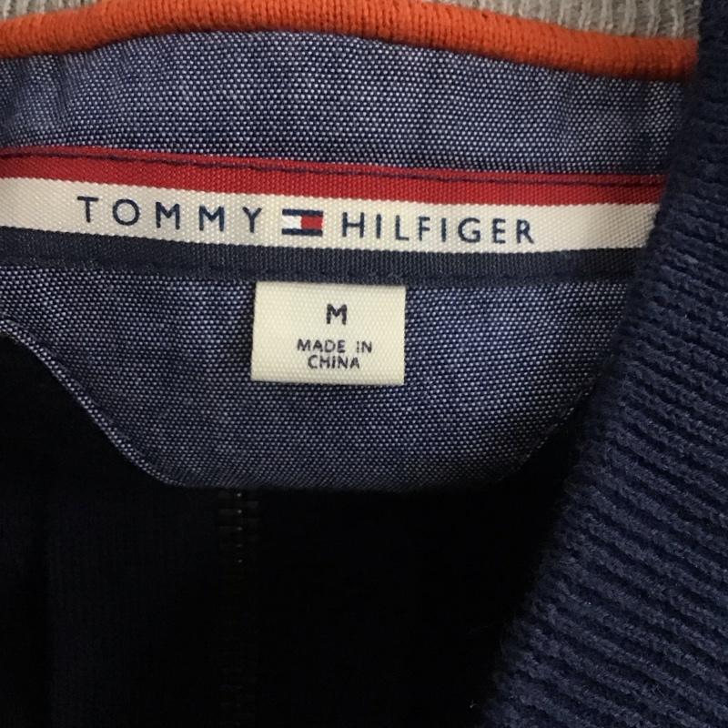 トミーヒルフィガー TOMMY HILFIGER ジャケット、上着 ジャケット、ブレザー ジップアップニットジャケット ノーカラージャケット セーター 長袖ニットカットソー M ロゴ、文字 紺 / ネイビー /  メンズ USED 古着 中古 10109088