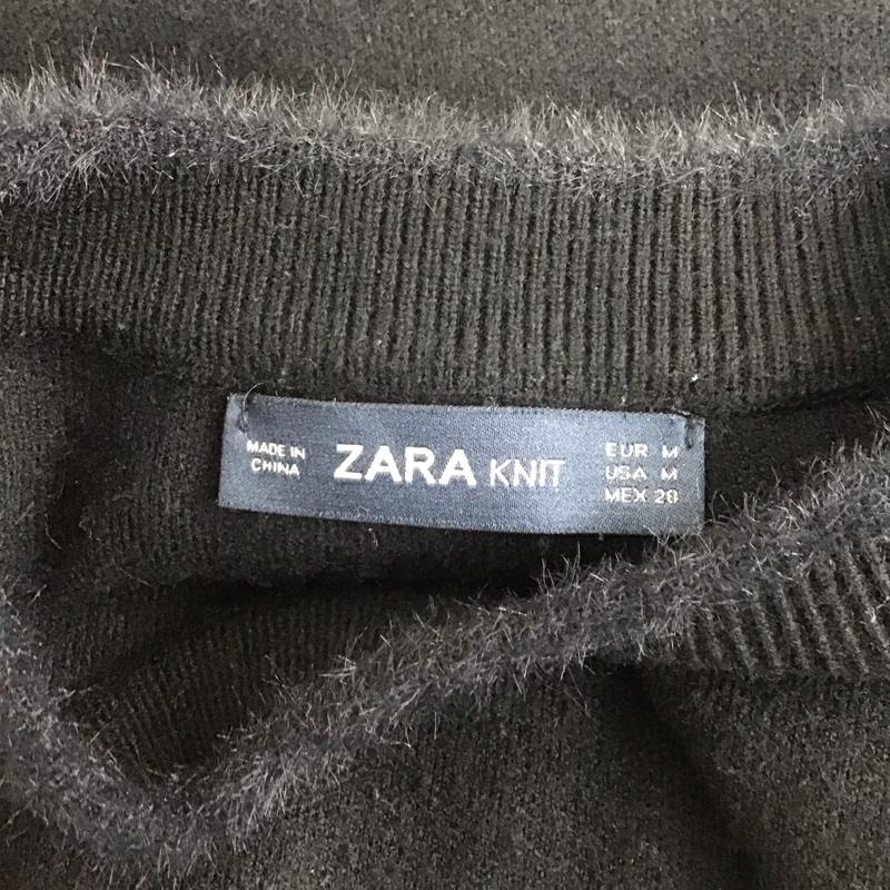 ザラ ZARA ニット、セーター 半袖 半袖ニットカットソー クルーネックカットソー 半袖セーター M 無地 黒 / ブラック / レディース USED 古着 中古 10115984