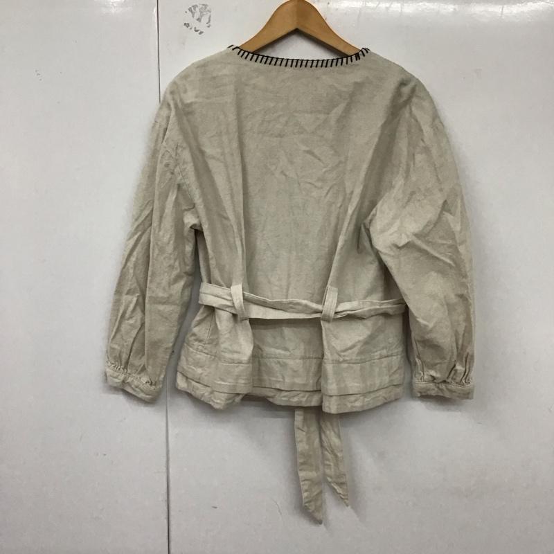 ザラ ZARA ジャケット、上着 ジャケット、ブレザー 0068 021 710 ノーカラー Vネック M 無地 アイボリー / アイボリー / X 黒 / ブラック / レディース USED 古着 中古 10129171