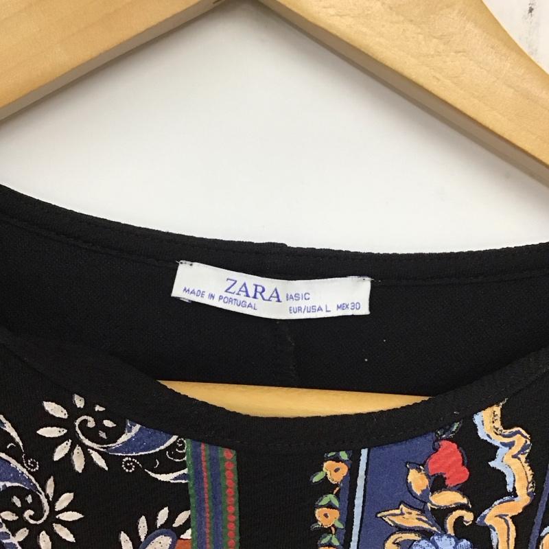 ザラベーシック ZARA BASIC ワンピース ロングスカート 長袖ロングスカート クルーネック クルーネック L プリント マルチカラー / マルチカラー / レディース USED 古着 中古 10136466