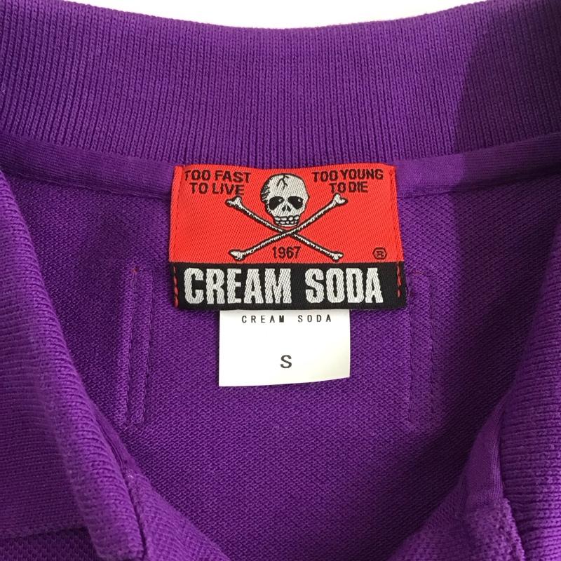 クリームソーダ CREAMSODA ポロシャツ 半袖 半袖ポロシャツ カラーシャツ 半袖カットソー S ロゴ、文字 紫 / パープル /  メンズ USED 古着 中古 10113113