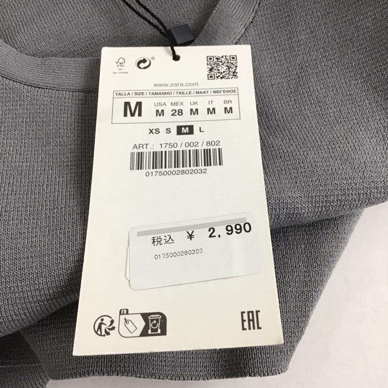 ザラ ZARA タンクトップ タンクトップ 1750 002 802 ノースリーブ クロップド丈 タグ付き M 無地 灰 / グレー / レディース USED 古着 中古 10129173