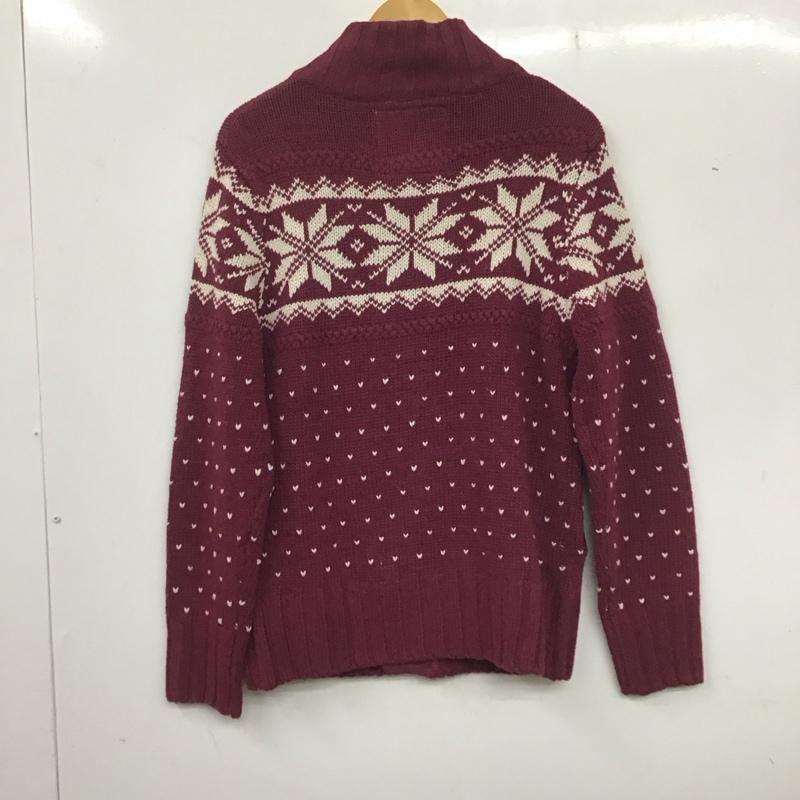 アバクロンビーアンドフィッチ ABERCROMBIE&FITCH カーディガン 長袖 長袖ニットカーディガン 前ボタン スタンドカラー 厚手 M プリント えんじ / ワインレッド / メンズ USED 古着 中古 10136205