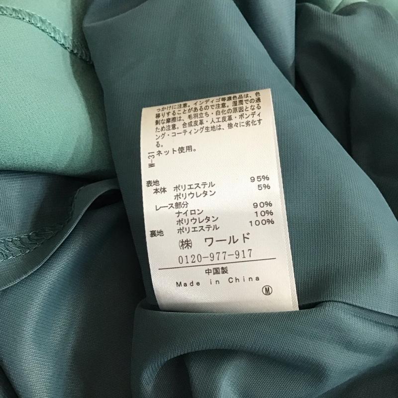 インデックス index ワンピース ひざ丈スカート C58-55028 スリーブレース ドッキングワンピース 膝下丈 レース LL 無地 薄緑 / ライトグリーン / レディース USED 古着 中古 10112018