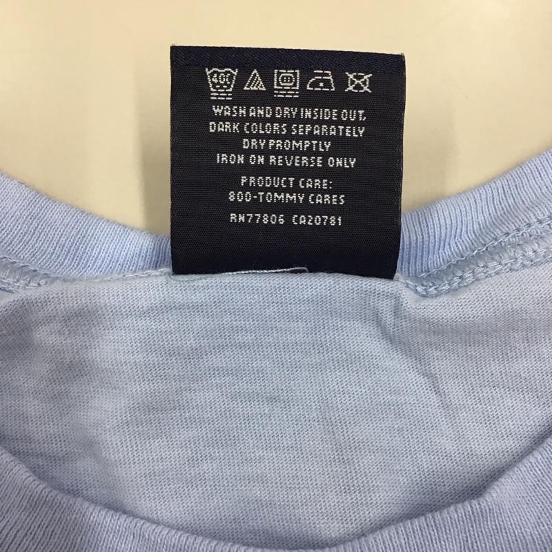 トミーヒルフィガー TOMMY HILFIGER Tシャツ 半袖 半袖カットソー プリントTシャツ クルーネックカットソー XL ロゴ、文字 水色 / ライトブルー / メンズ USED 古着 中古 10113883