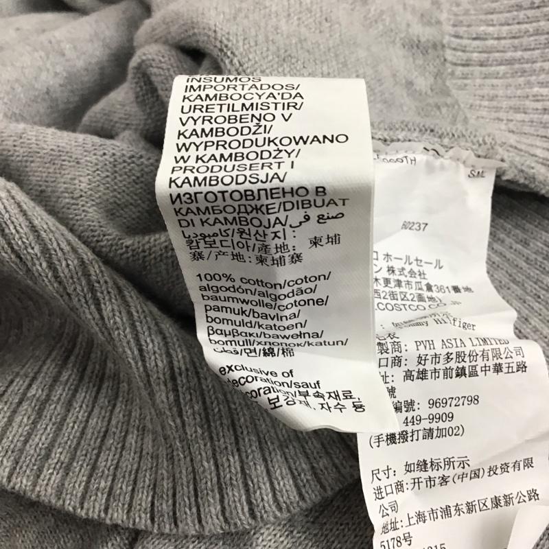 トミーヒルフィガー TOMMY HILFIGER ニット、セーター 長袖 長袖ニットカットソー クルーネック セーター XL 無地 灰 / グレー / メンズ USED 古着 中古 10134702