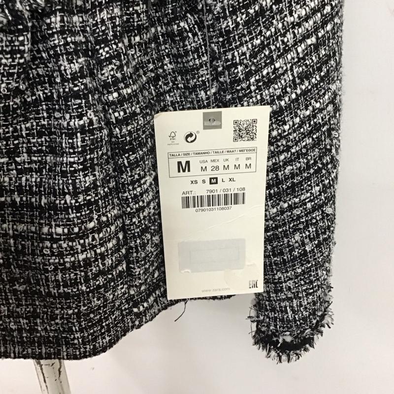 ザラ ZARA ジャケット、上着 ジャケット、ブレザー 7901 031 108 ノーカラー タグ付き M 黒 / ブラック / X 白 / ホワイト / レディース USED 古着 中古 10112359