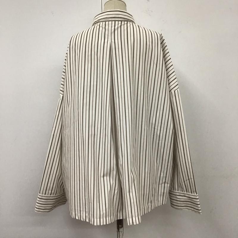 アメリカンホリック AMERICAN HOLIC シャツ、ブラウス 長袖 HA21L0A1000 イージーケアオープンスリーブシャツ M ストライプ 白 / ホワイト / X ベージュ / ベージュ / X 黒 / ブラック / レディース USED 古着 中古 10113996