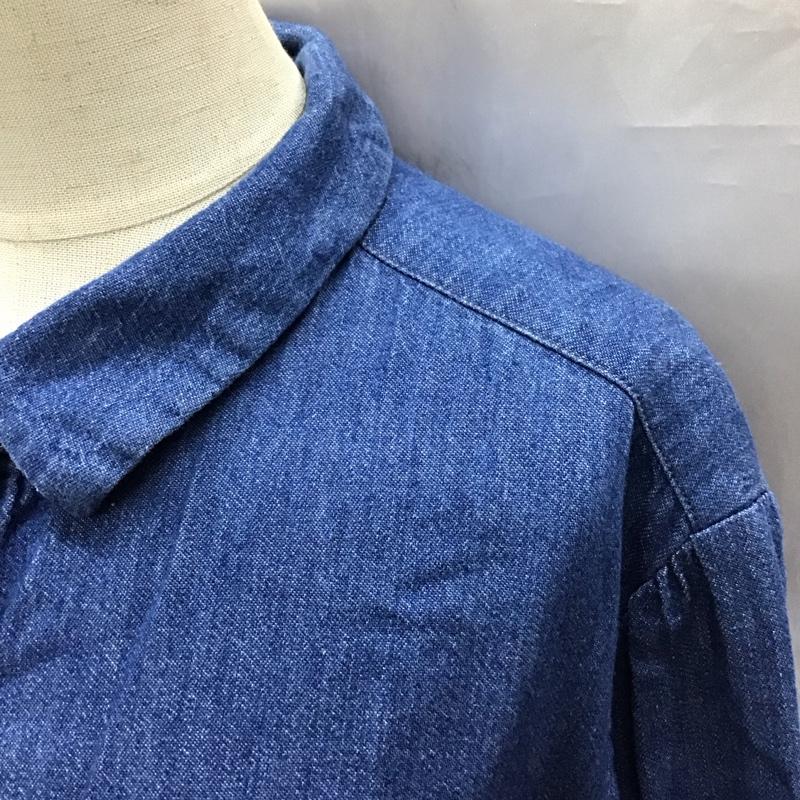 ザラ ZARA シャツ、ブラウス 長袖 長袖シャツ カラーシャツ 長袖カットソー デニムシャツ L 無地 青 / ブルー / レディース USED 古着 中古 10116351