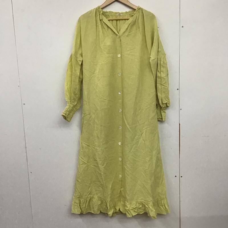 イエナ IENA ワンピース ロングスカート 22-040-900-0760-2-0 コットンリネンヘムフリルワンピース 長袖 36 無地 黄 / イエロー / レディース USED 古着 中古 10138639