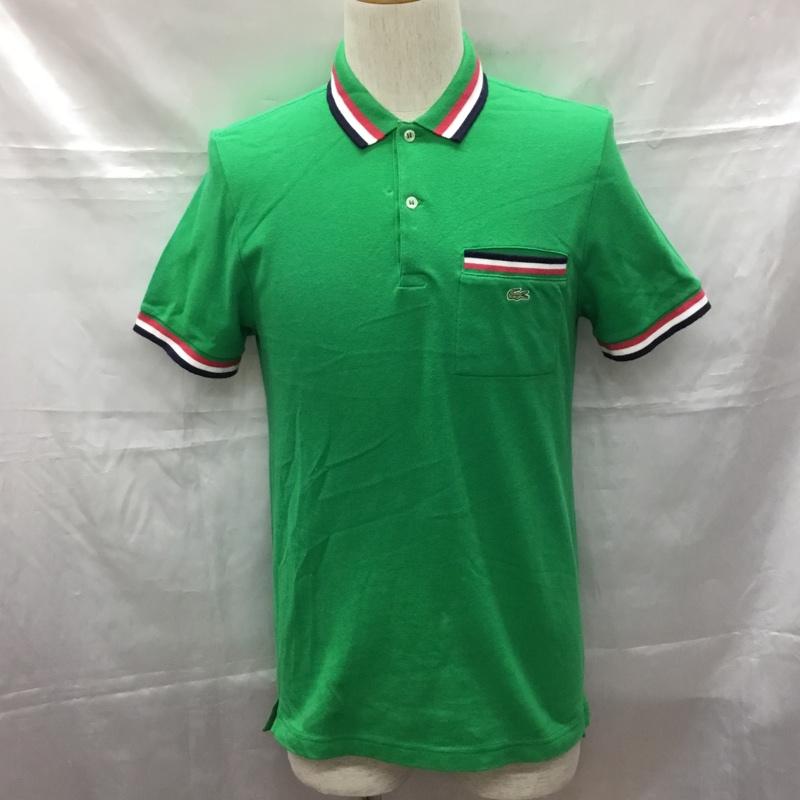 ラコステ LACOSTE ポロシャツ 半袖 半袖ポロシャツ カラーシャツ 半袖カットソー 3 ロゴ、文字 緑 / グリーン / メンズ USED 古着 中古 10109276
