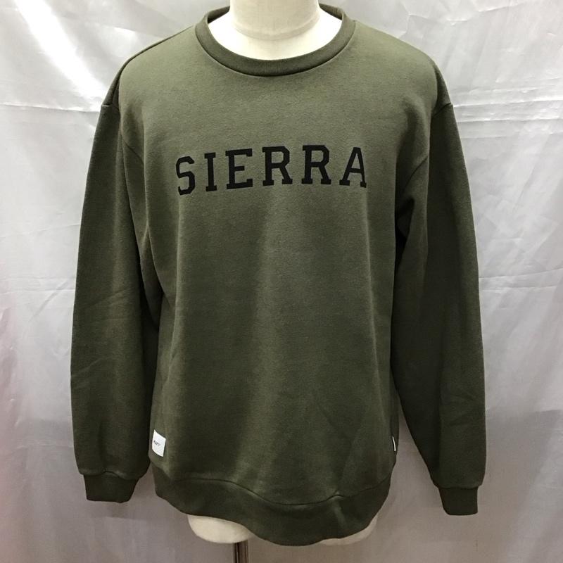 ダブルタップス WTAPS トレーナー 長袖 長袖トレーナー スウェット クルーネック リブスウェットカットソー 1 ロゴ、文字 カーキ / カーキ / メンズ USED 古着 中古 10114379