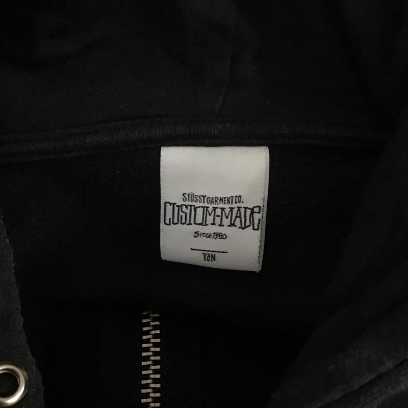 ステューシー STUSSY パーカー 長袖 CUSTOM MADE 裏起毛 TEN バックプリント ロゴ、文字 黒 / ブラック / レディース USED 古着 中古 10109415