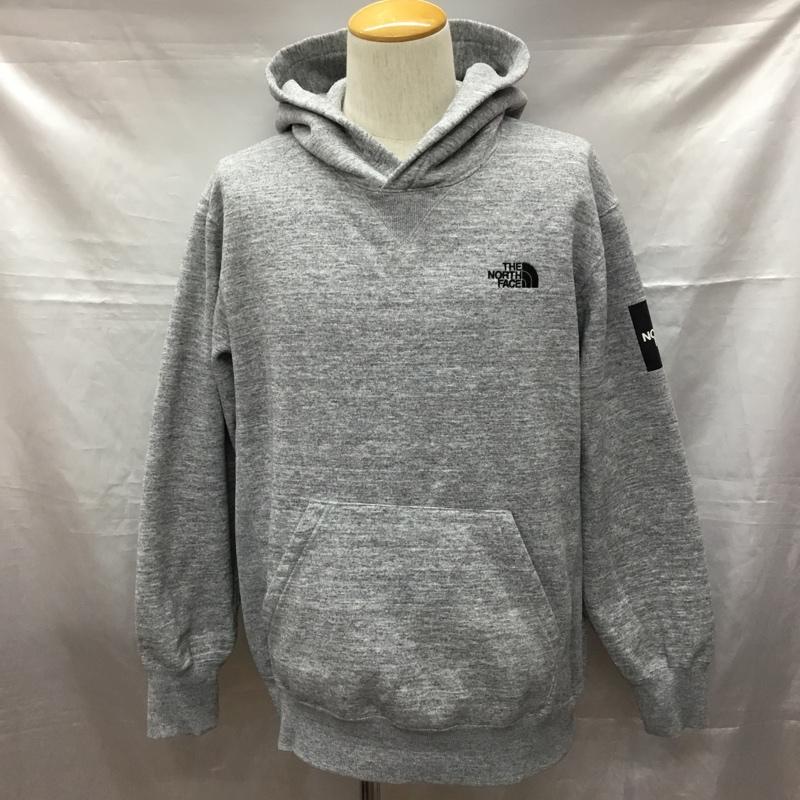 ザノースフェイス THE NORTH FACE トレーナー 長袖 nt61835 スクエアロゴフーディープルオーバーパーカー 長袖スウェット XL ロゴ、文字 灰 / グレー / メンズ USED 古着 中古 10116115