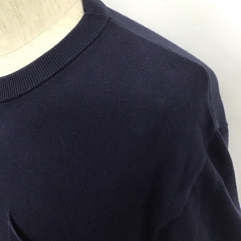 ラコステ LACOSTE ニット、セーター 半袖 半袖ニットカットソー クルーネックカットソー セーター M ロゴ、文字 紺 / ネイビー / メンズ USED 古着 中古 10107765