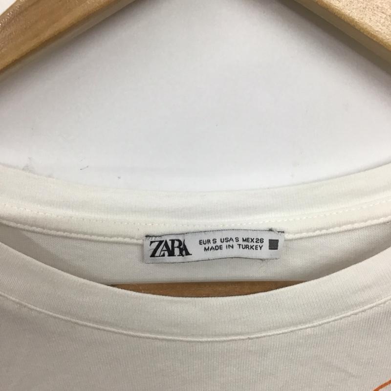 ザラ ZARA Tシャツ 半袖 半袖カットソー プリントTシャツ クルーネックカットソー S プリント 白 / ホワイト / レディース USED 古着 中古 10136763