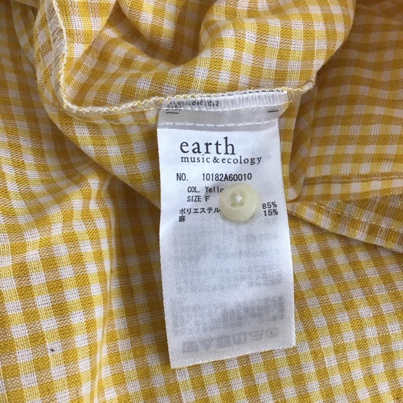 アースミュージックアンドエコロジー earth music&ecology シャツ、ブラウス 半袖 10182A60010 ギンガムチェックフレアースリーブブラウス FREE チェック 黄 / イエロー / レディース USED 古着 中古 10130370