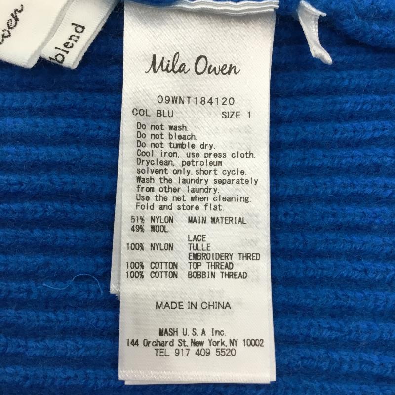 ミラオーウェン Mila Owen ニット、セーター 長袖 09WNT184120 1 レース柄 青 / ブルー / レディース USED 古着 中古 10144631